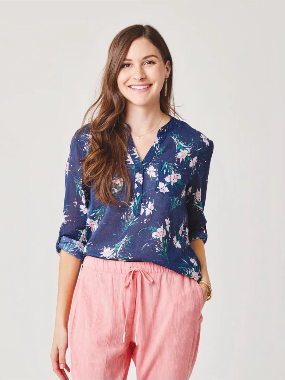 Carve Designs Navy Floral Cotton Top